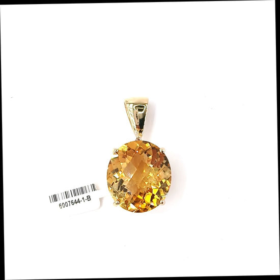 Women's 9ct Yellow Gold Pendant with Oval Brilliant Cut Citrine - Hyman’s Jewellers