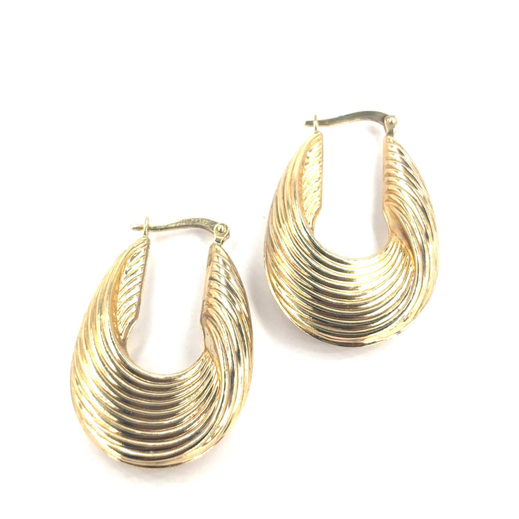 Women’s 9ct Yellow Gold Ribbed Hoops - 4.2g - Hyman’s Jewellers