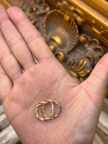 Women’s 9ct Yellow Gold Small Twisted Hoop Earrings - Hyman’s Jewellers