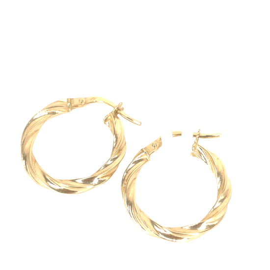 Women’s 9ct Yellow Gold Small Twisted Hoop Earrings - Hyman’s Jewellers