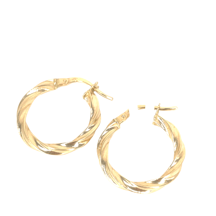 Women’s 9ct Yellow Gold Small Twisted Hoop Earrings - Hyman’s Jewellers