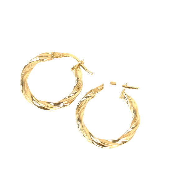 Women’s 9ct Yellow Gold Small Twisted Hoop Earrings - Hyman’s Jewellers