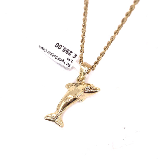 Women’s 9ct Yellow Gold Solid Dolphin Pendant - 5.4g - Hyman’s Jewellers