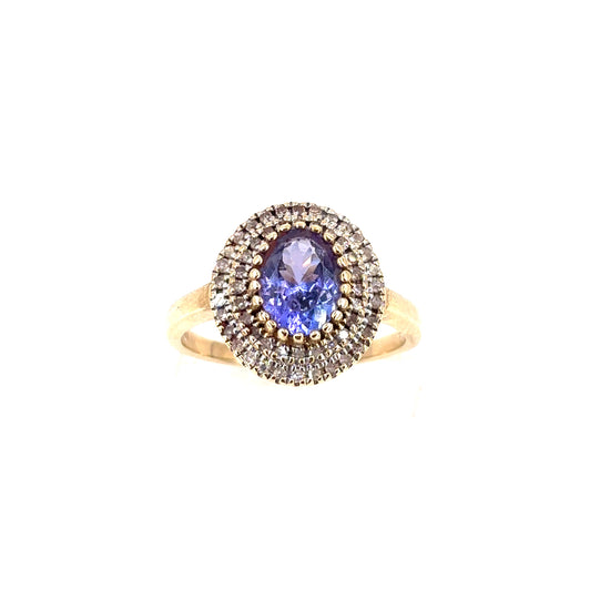 Women’s 9ct Yellow Gold Tanzanite Diamond Ring - 0.50ct - Hyman’s Jewellers