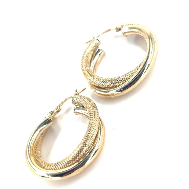 Women’s 9ct Yellow Gold Teist Hoop Earrings - 2.9g - Hyman’s Jewellers