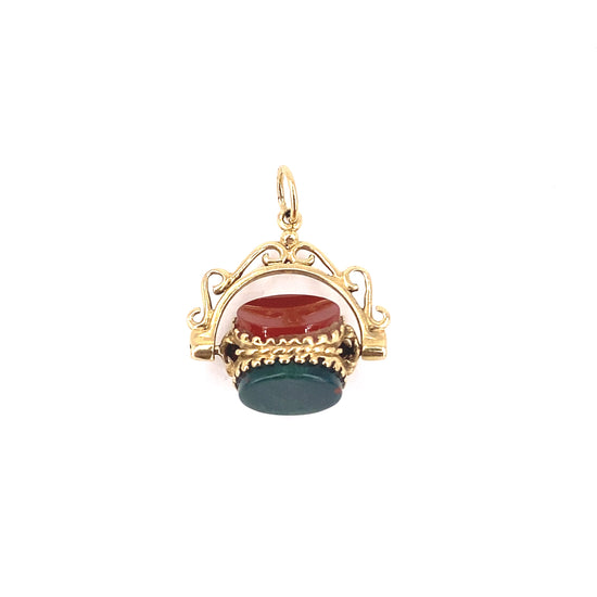 Women’s 9ct Yellow Gold Tri Stone Set Articulated Fob - 3.1g - Hyman’s Jewellers