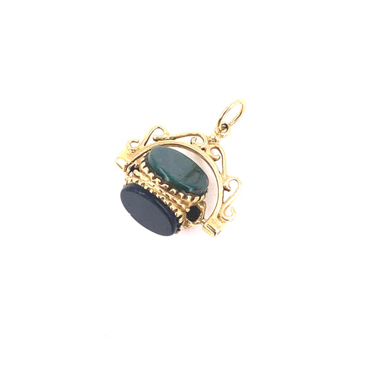 Women’s 9ct Yellow Gold Tri Stone Set Articulated Fob - 3.1g - Hyman’s Jewellers