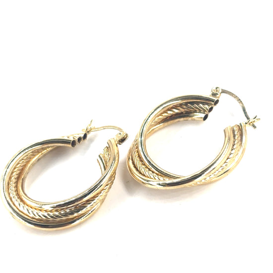 Women’s 9ct Yellow Gold Twist Hoop Earrings - 3.6g - Hyman’s Jewellers