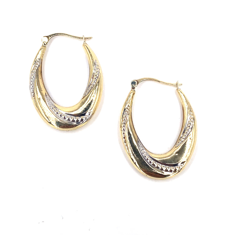 Women’s 9ct Yellow Gold Twist Hoops Two Tone - Hyman’s Jewellers