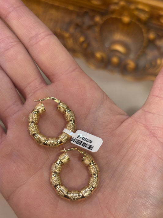 Women’s 9ct Yellow Gold Twisted Roman Key Hoop Earrings 4.8g - Hyman’s Jewellers