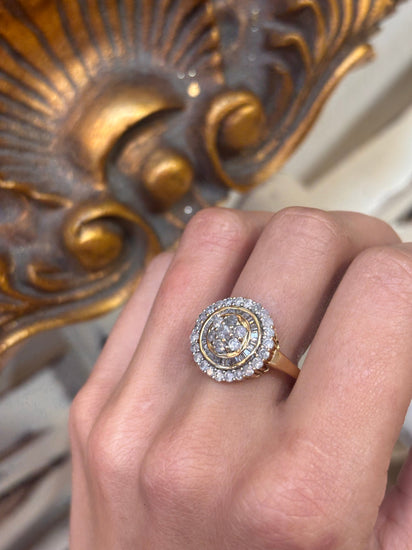 Women’s 9ct Yellow Gold Vintage Diamond Statement Ring - 1.00ct - Hyman’s Jewellers