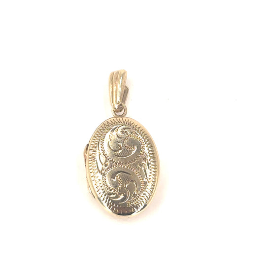 Women’s 9ct Yellow Gold Vintage Engraved Locket - 2.1g - Hyman’s Jewellers