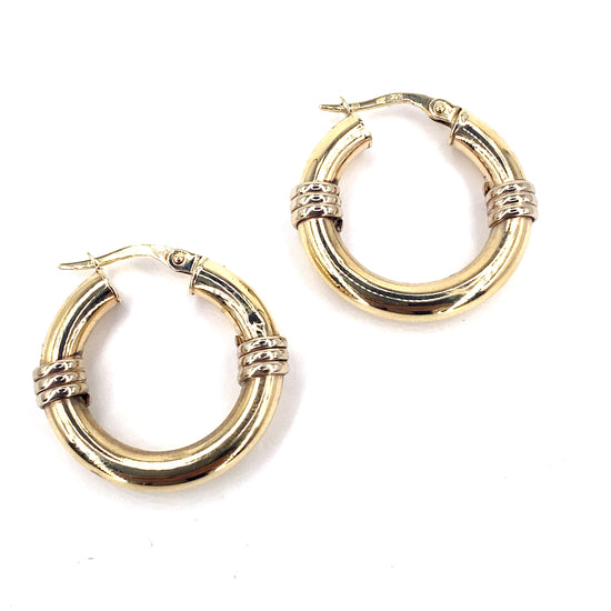 Women’s 9ct Yellow Gold Vintage Hollow Hoop Earrings - Hyman’s Jewellers