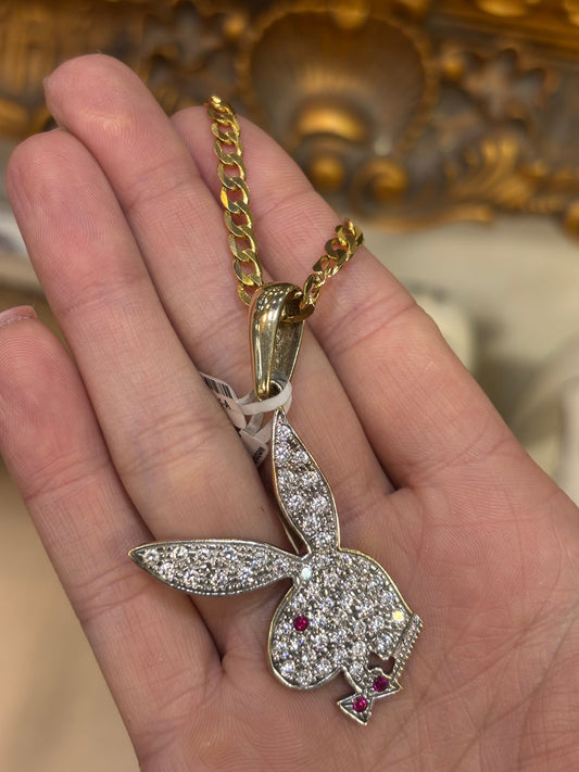 Women’s 9ct Yellow Gold White Cz ‘Bunny’ Pendant - Hyman’s Jewellers
