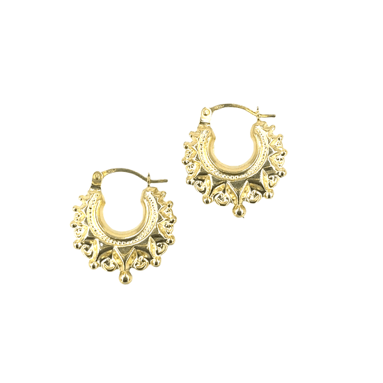 Women’s 9ct Yellow Gold Yellow Gold Creole Spike Ball Hoop Earrings - XS - Hyman’s Jewellers