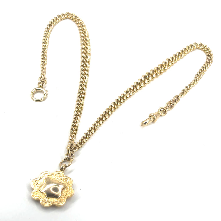 Women’s Double Albert Chain & Fob Pendant Necklace - 30g - Hyman’s Jewellers