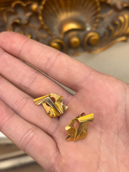 Women’s Lapponia Designer 14ct Geometric Etched Yellow Gold Stud Earrings - Hyman’s Jewellers