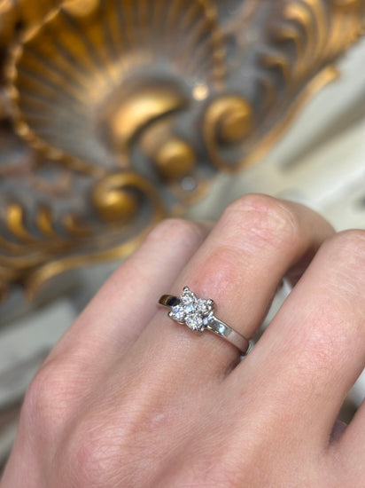 Women’s Platinum 0.25ct Natural Diamond Flower Ring - Hyman’s Jewellers