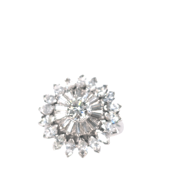 Women’s Platinum Flower Cocktail Ring with Round Brilliant Diamonds - 1.70ct - Hyman’s Jewellers