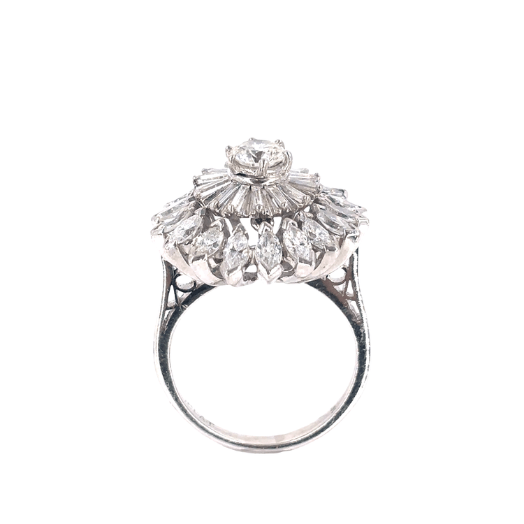 Women’s Platinum Flower Cocktail Ring with Round Brilliant Diamonds - 1.70ct - Hyman’s Jewellers