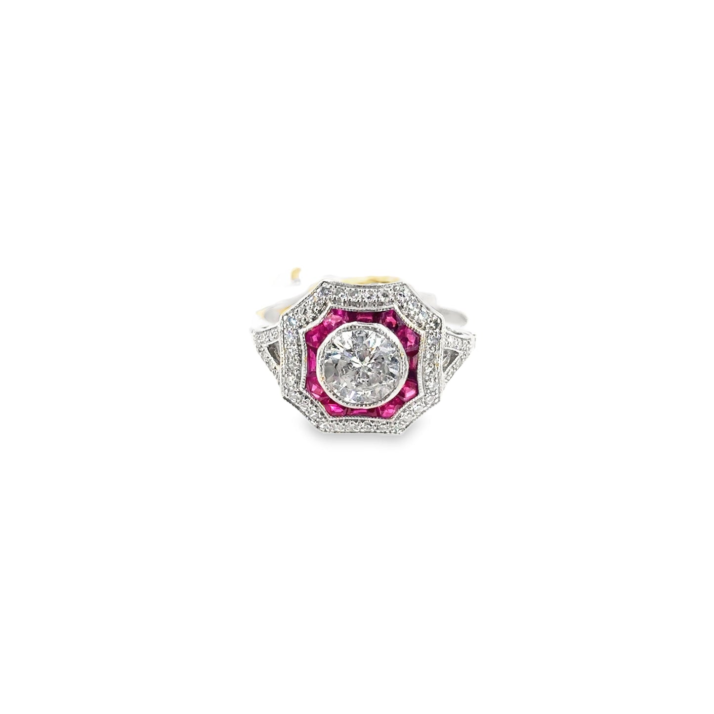 Women’s Platinum Ruby & Diamond Art Deco Style Cocktail Ring - 1.50ct - Hyman’s Jewellers