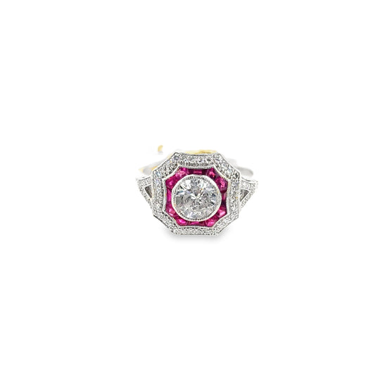 Women’s Platinum Ruby & Diamond Art Deco Style Cocktail Ring - 1.50ct - Hyman’s Jewellers