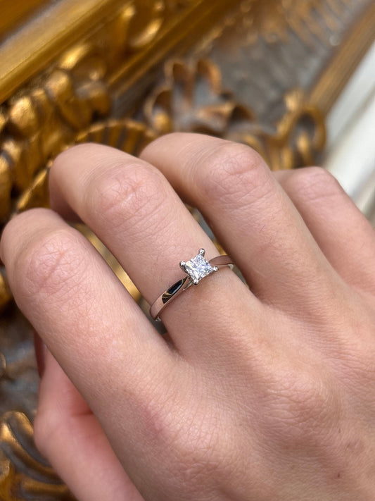 Women’s Platinum Solitaire Ring with Princess Cut Diamond - 0.35ct - Hyman’s Jewellers