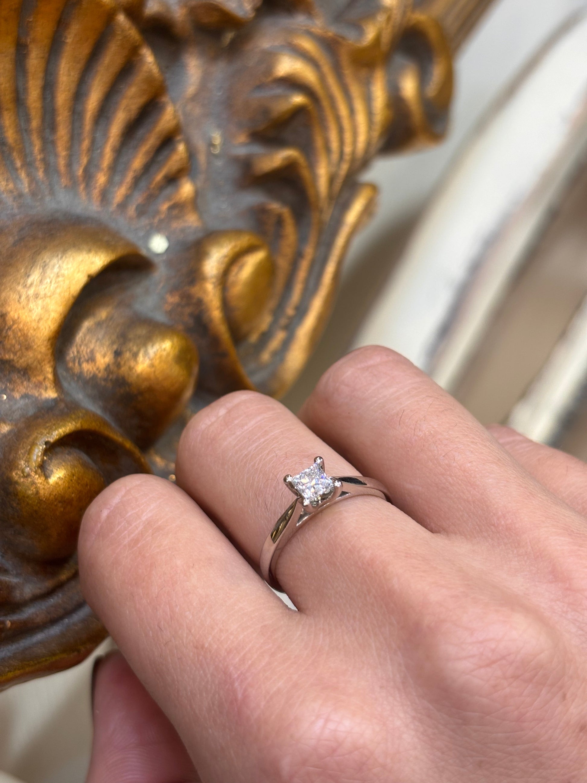 Women’s Platinum Solitaire Ring with Princess Cut Diamond - 0.35ct - Hyman’s Jewellers