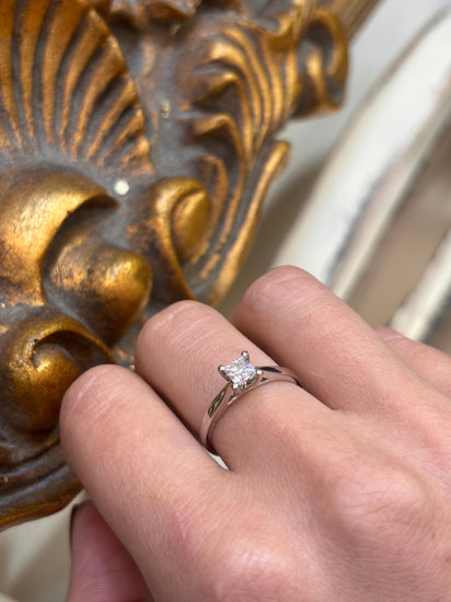 Women’s Platinum Solitaire Ring with Princess Cut Diamond - 0.35ct - Hyman’s Jewellers