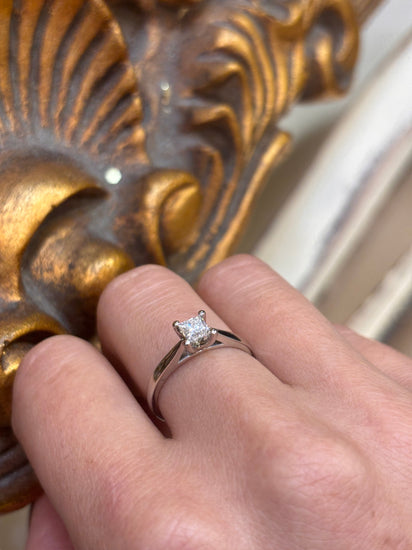 Women’s Platinum Solitaire Ring with Princess Cut Diamond - 0.35ct - Hyman’s Jewellers