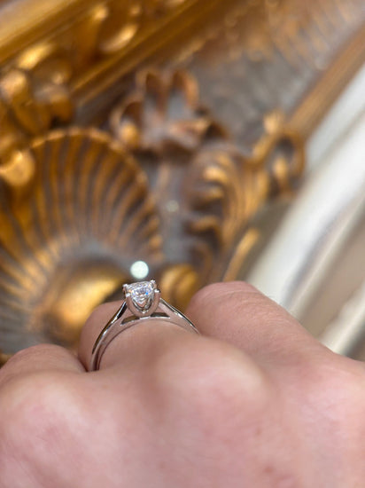 Women’s Platinum Solitaire Ring with Princess Cut Diamond - 0.35ct - Hyman’s Jewellers