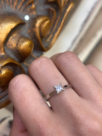 Women’s Platinum Solitaire Ring with Princess Cut Diamond - 0.35ct - Hyman’s Jewellers