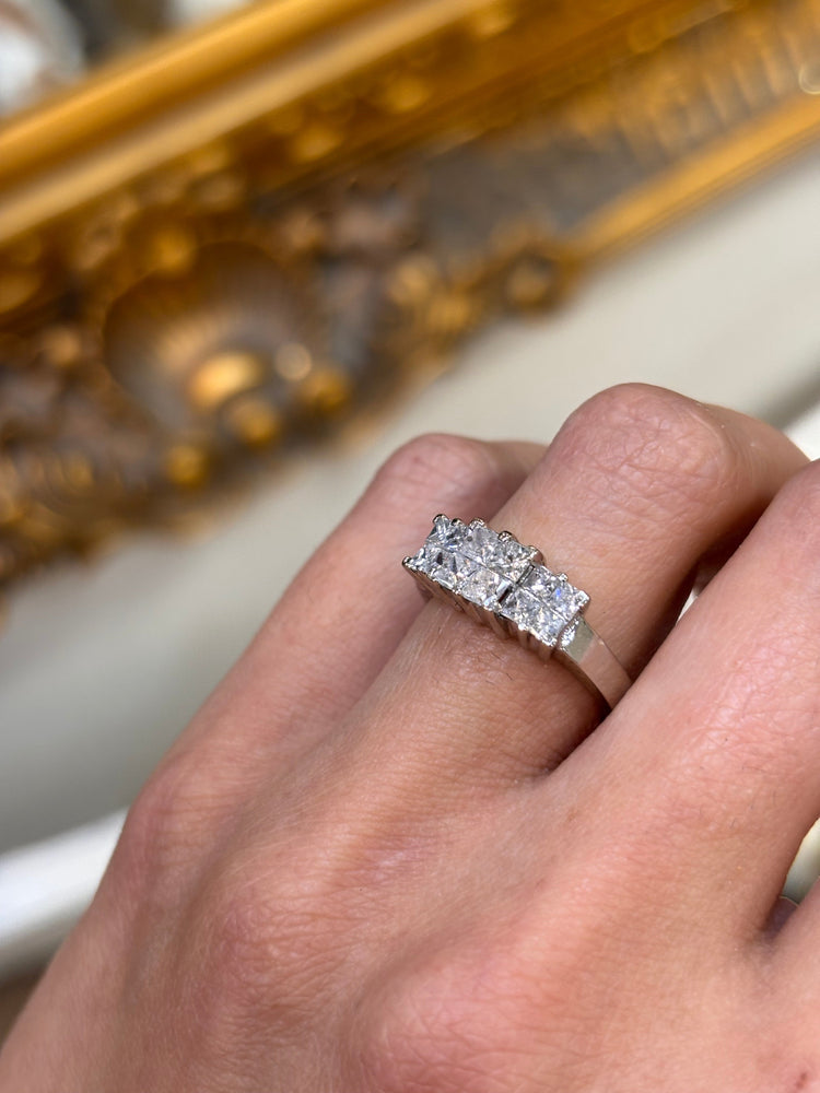 Women’s Platinum White Gold Multistone Ring with Princess Cut Diamonds - 4.9g 0.70ct - Hyman’s Jewellers