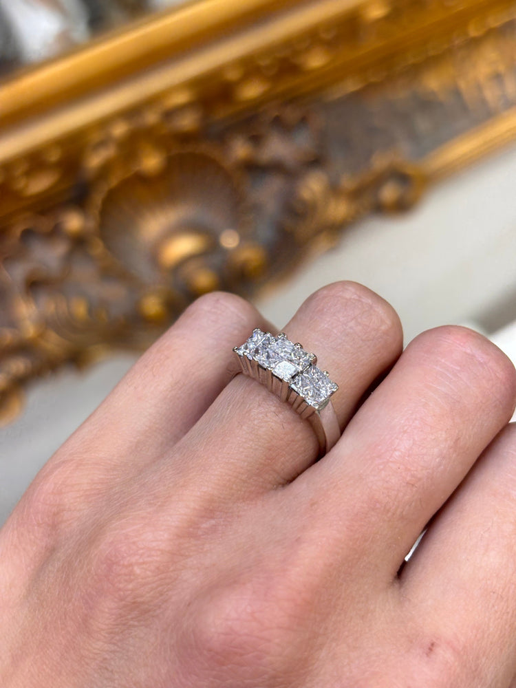 Women’s Platinum White Gold Multistone Ring with Princess Cut Diamonds - 4.9g 0.70ct - Hyman’s Jewellers