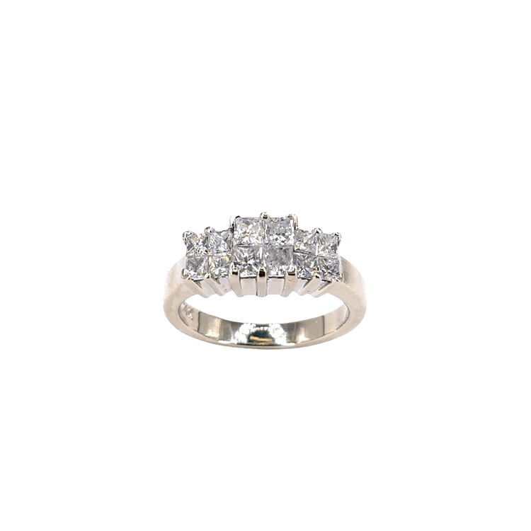 Women’s Platinum White Gold Multistone Ring with Princess Cut Diamonds - 4.9g 0.70ct - Hyman’s Jewellers
