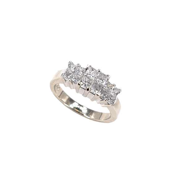 Women’s Platinum White Gold Multistone Ring with Princess Cut Diamonds - 4.9g 0.70ct - Hyman’s Jewellers