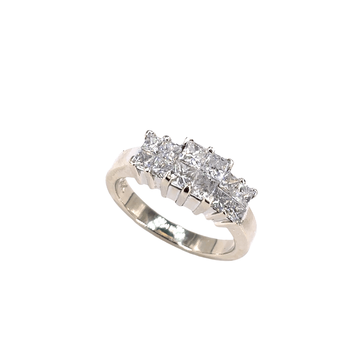 Women’s Platinum White Gold Multistone Ring with Princess Cut Diamonds - 4.9g 0.70ct - Hyman’s Jewellers