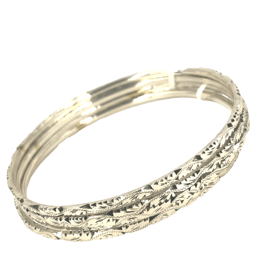 Women’s Silver Etched Bangle Set of 4 - 45g - Hyman’s Jewellers