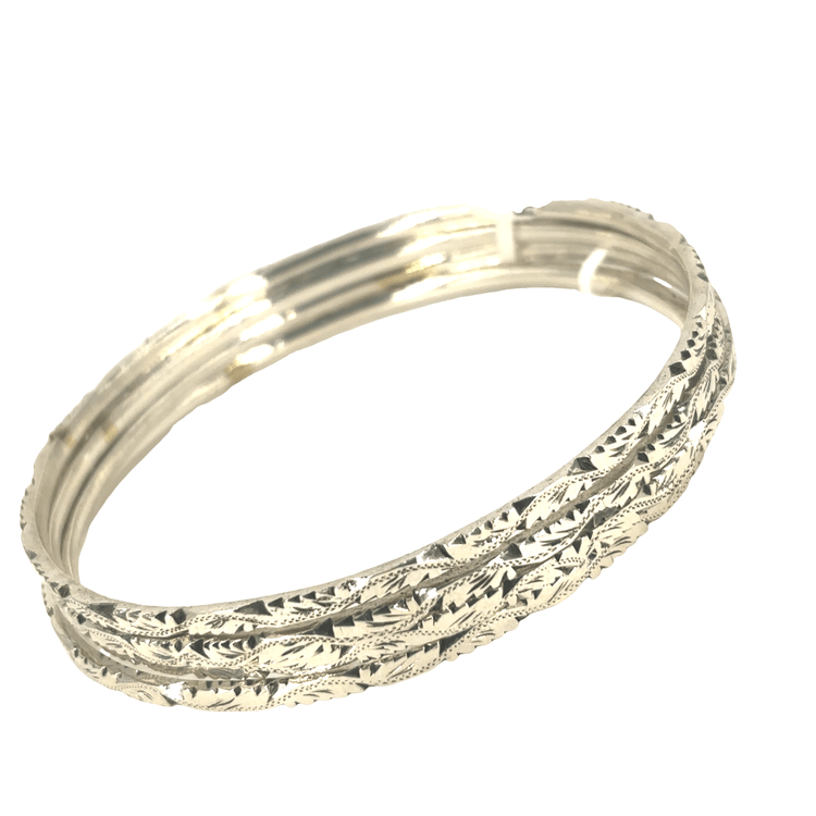 Women’s Silver Etched Bangle Set of 4 - 45g - Hyman’s Jewellers