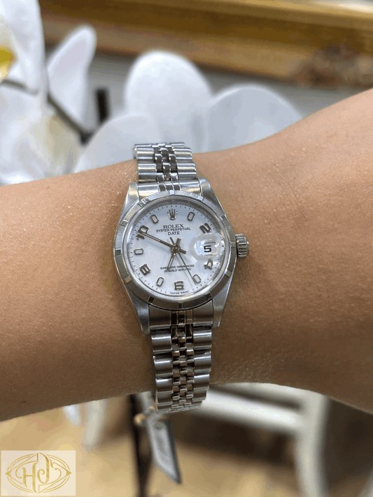 Women’s Stainless Steel Rolex Oyster Perpetual Date Watch - 26mm - Hyman’s Jewellers