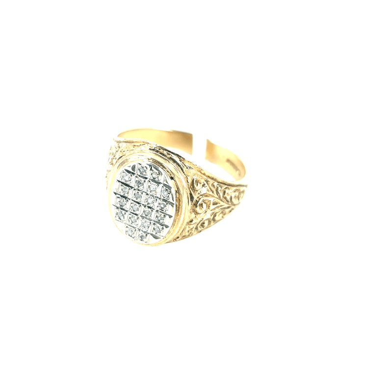 Yellow Gold Diamond Pavé Set Signet Ring - Hyman’s Jewellers