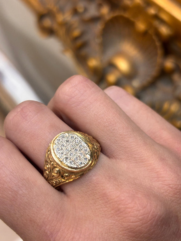 Yellow Gold Diamond Pavé Set Signet Ring - Hyman’s Jewellers