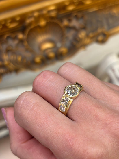 Yellow Gold Multistone Ring with Round Cut Diamond - Hyman’s Jewellers