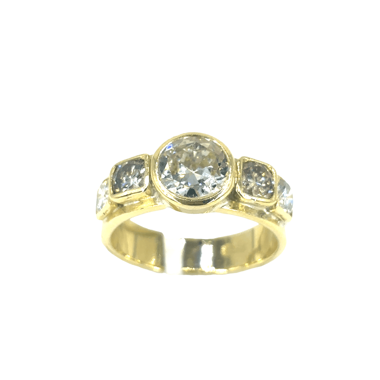 Yellow Gold Multistone Ring with Round Cut Diamond - Hyman’s Jewellers