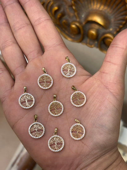 Yellow Gold Tree of Life Pendant with Multi - Gemstone Accents - Hyman’s Jewellers