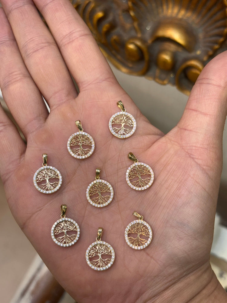 Yellow Gold Tree of Life Pendant with Multi - Gemstone Accents - Hyman’s Jewellers