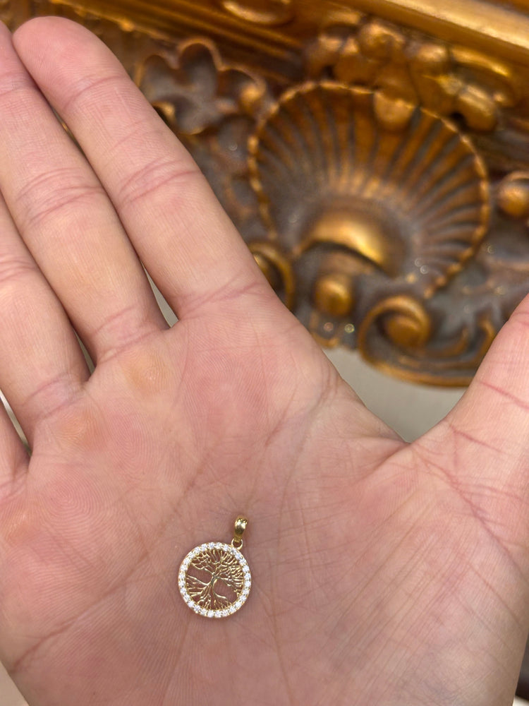 Yellow Gold Tree of Life Pendant with Multi - Gemstone Accents - Hyman’s Jewellers