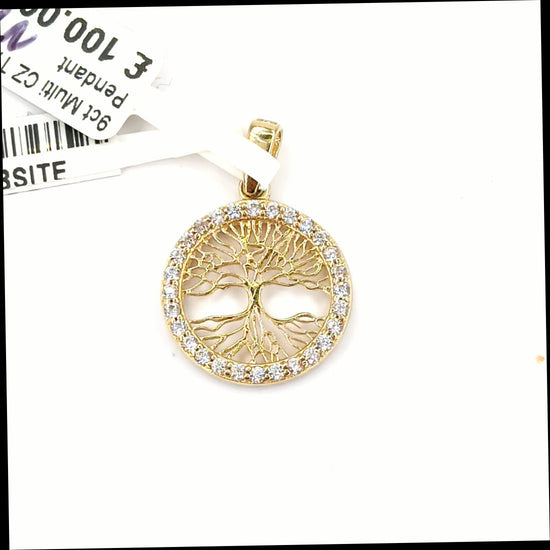 Yellow Gold Tree of Life Pendant with Multi - Gemstone Accents - Hyman’s Jewellers