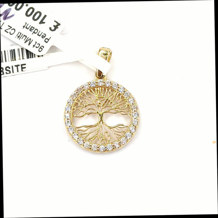 Yellow Gold Tree of Life Pendant with Multi - Gemstone Accents - Hyman’s Jewellers