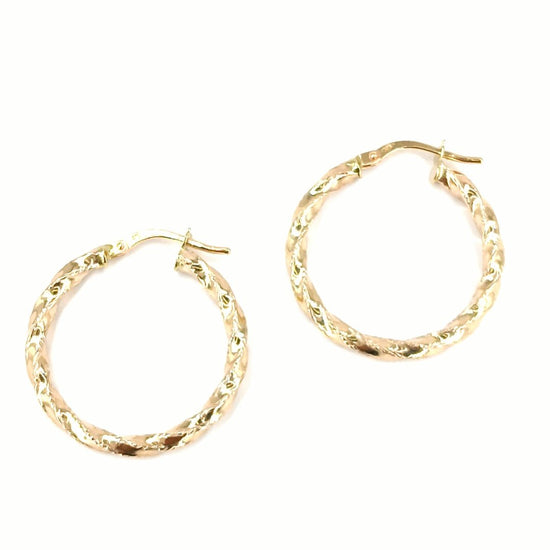 Yellow Gold Twisted Hoop Earrings - Hyman’s Jewellers